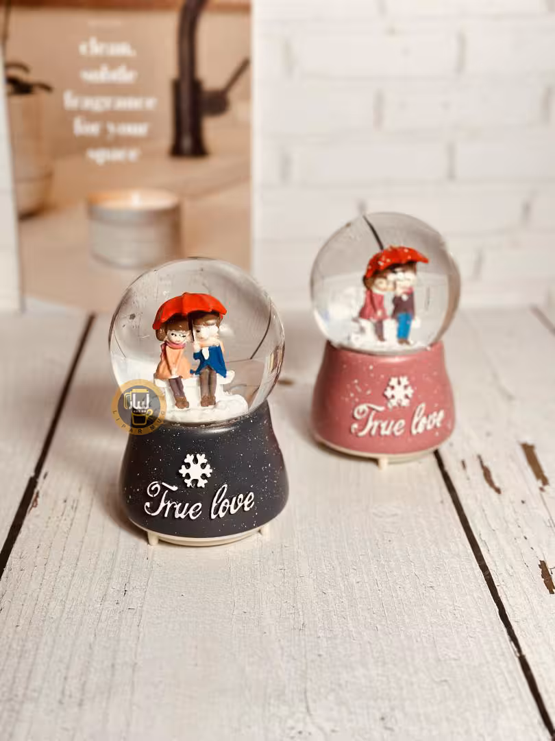 گوی موزیکال پمپی چراغدار بزرگ طرح دختر پسر چتر قرمز کد 6842