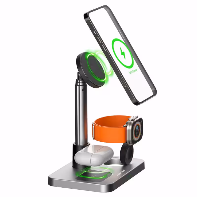 استند وایرلس شارژ سه کاره گرین لاین Green Lion 3 in 1 Telescopic Wireless Charger GX28
