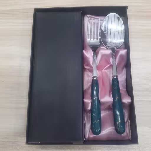 قاشق و چنگال دسته سرامیک سبز کله غازی