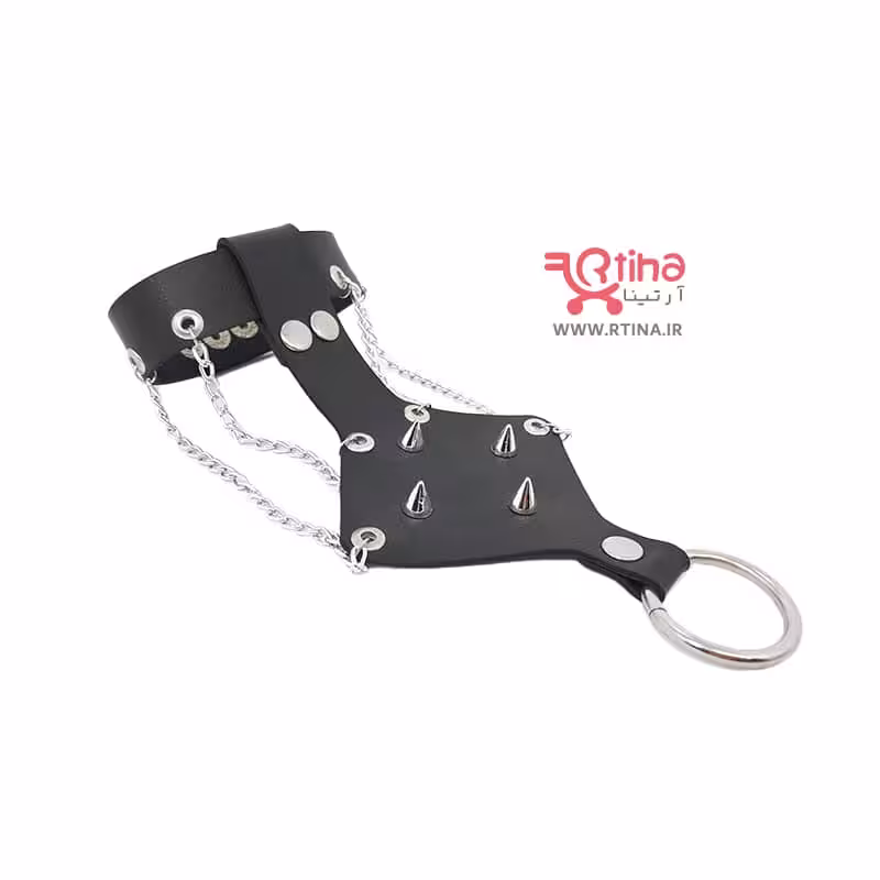 دستبند حلقه انگشتی چرم مدل اسپایکی مدل هارلی
