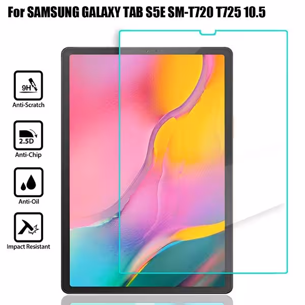 گلس تبلت سامسونگ تی 725 محافظ صفحه نمایش شیشه ای تب S5e گلس T725 Glass Screen Protector For Samsung Galaxy Tab S5e 10.5 LTE 2019 T720 TM-T725