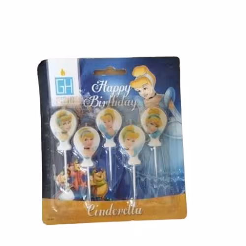 شمع فانتزی تولد سیندرلا بسته 5 عددی