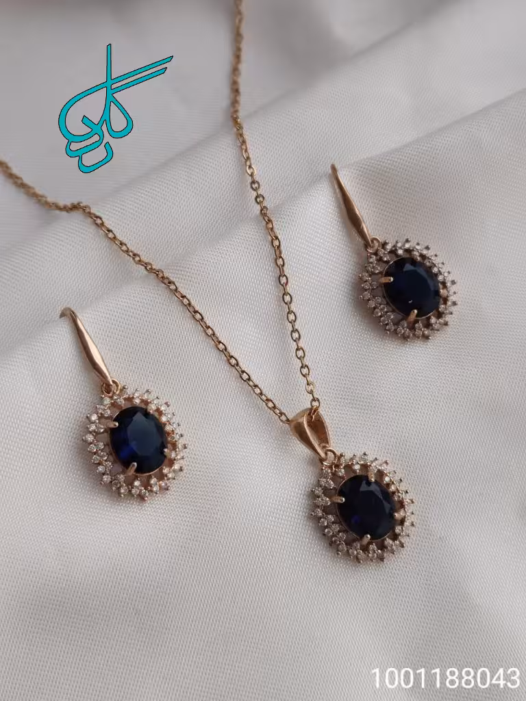 خرید نیم ست زنانه نگین دار به همراه زنجیر کد 1715038 - ردگل