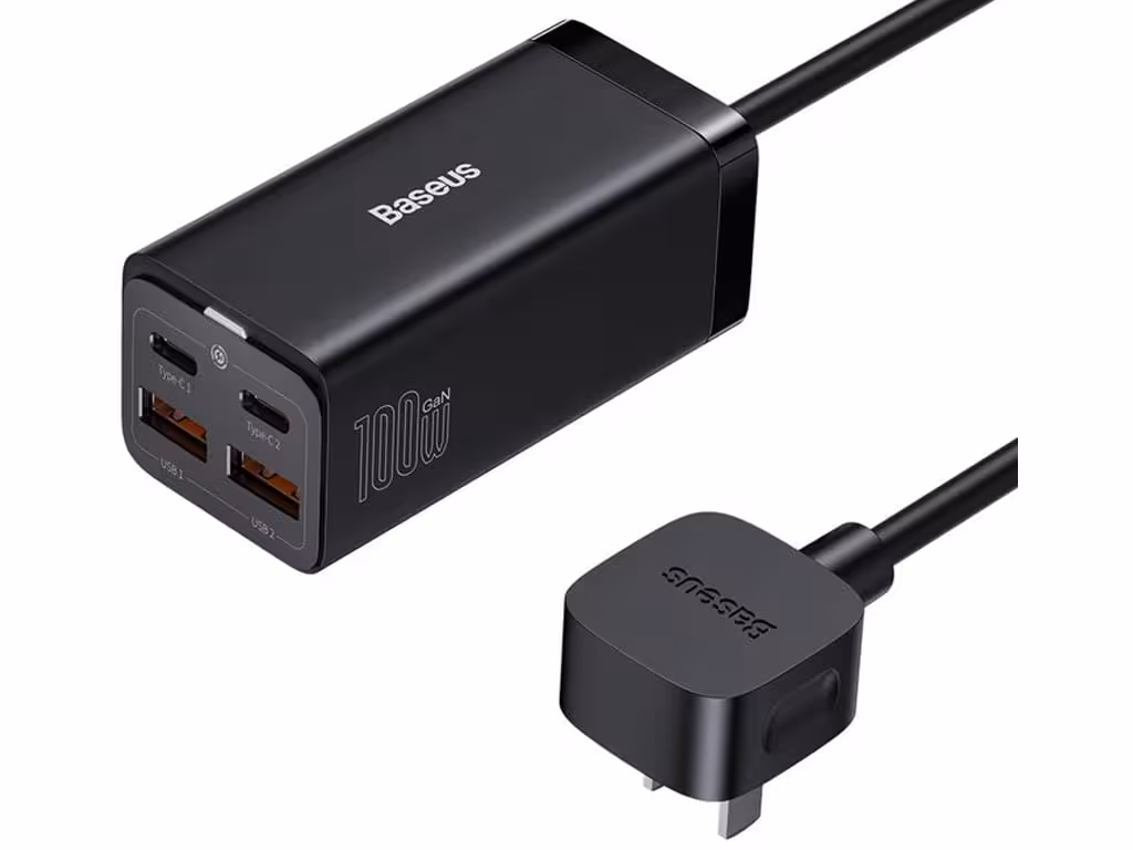 شارژر دیواری سوپر فست شارژ تایپ‎‌سی و یو‌اس‌بی 100 وات بیسوس Baseus GaN3 Pro Fast Charger 2U 2C CN CCGP000001