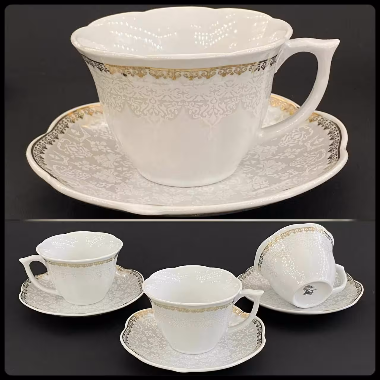 سرویس دوازده پارچه فنجان نعلبکی چینی مقصود با کیفیت عالی شامل شش عدد فنجان و شش عدد نعلبکی