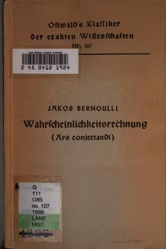 خرید و دانلود نسخه کامل کتاب Wahrscheinlichkeitsrechnung (Ars conjectandi, 1713)