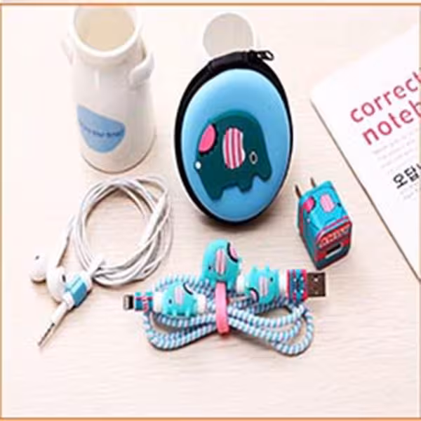 پک محافط کابل شارژ فیل کیف گرد Kawaii Elephant USB Cable protector