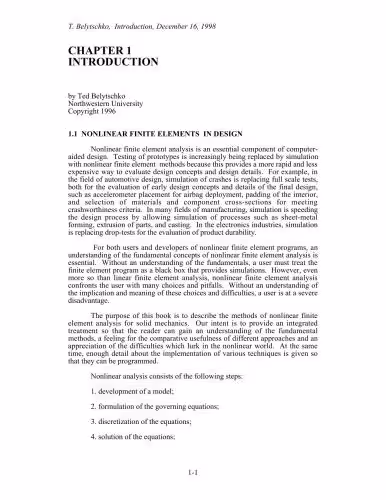 خرید و دانلود نسخه کامل کتاب Finite Elements for Nonlinear Continua &amp; Structures