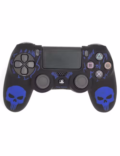 روکش محافظ دسته PS4 لیزری مشکی آبی طرح پانیشر