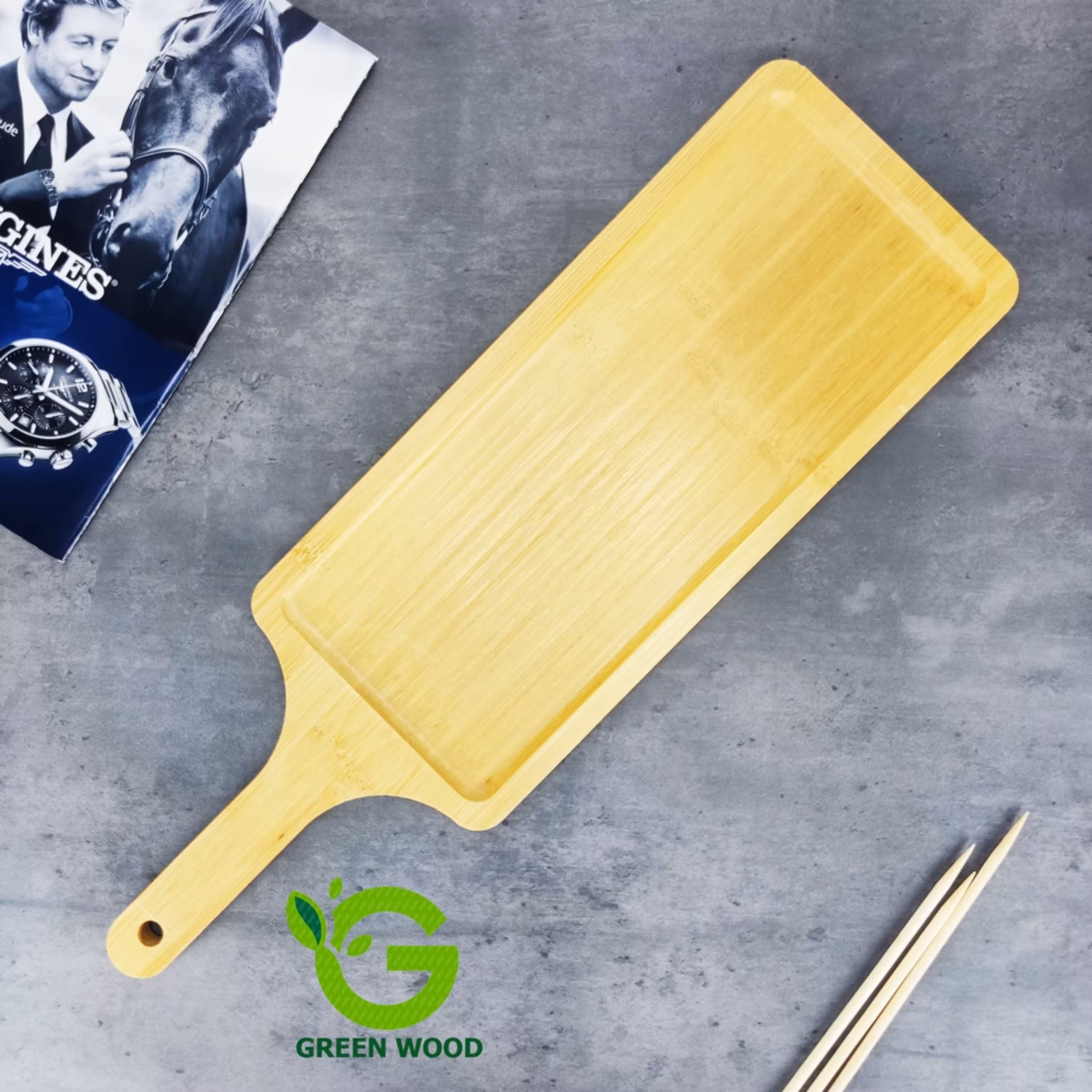 تخته سرو چوبی بامبو ظروف سرو سینی پذیرایی مدل L49 کد Gw140301004