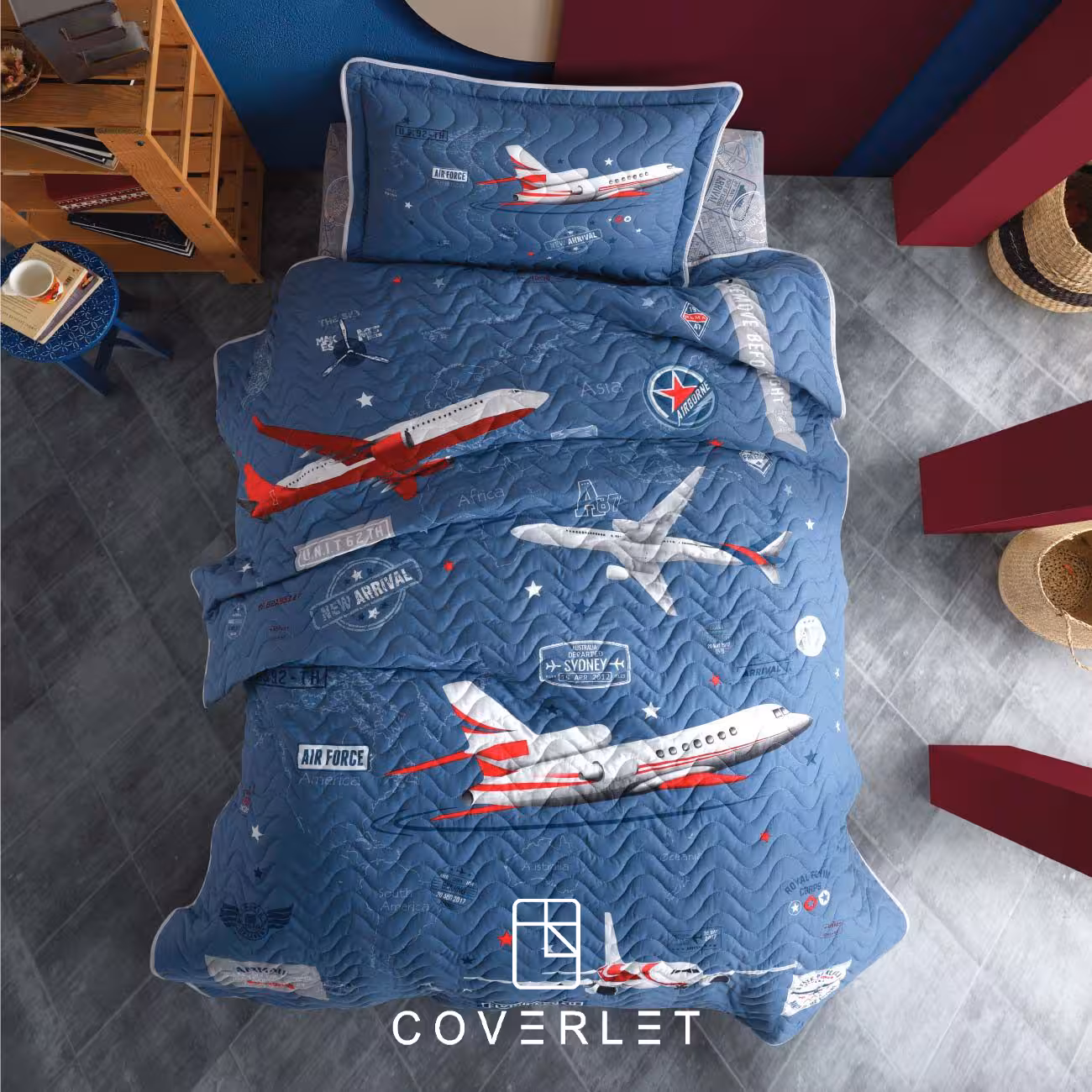 روتختی پنبه دوزی پسرانه طرح هوایپما مدل Arrival