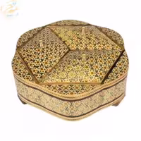 شکلات خوری خاتم کاری طرح گلی تخمه دار سه درب