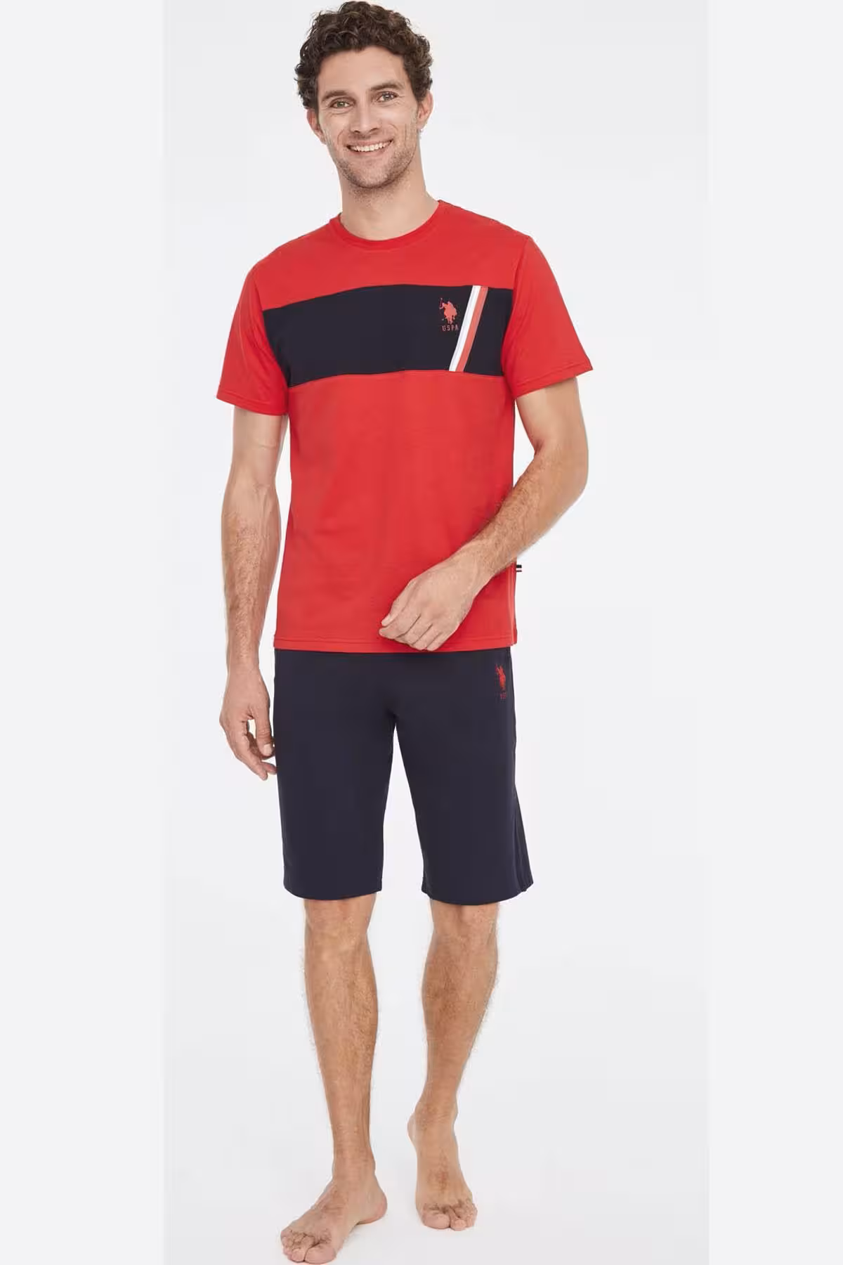 ست پیژامه مردانه شورت های تی شرت 100 ٪ پنبه U.S. Polo Assn.