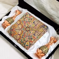 ست هدیه مس و خاتم کاری ترمه و گلدان 20