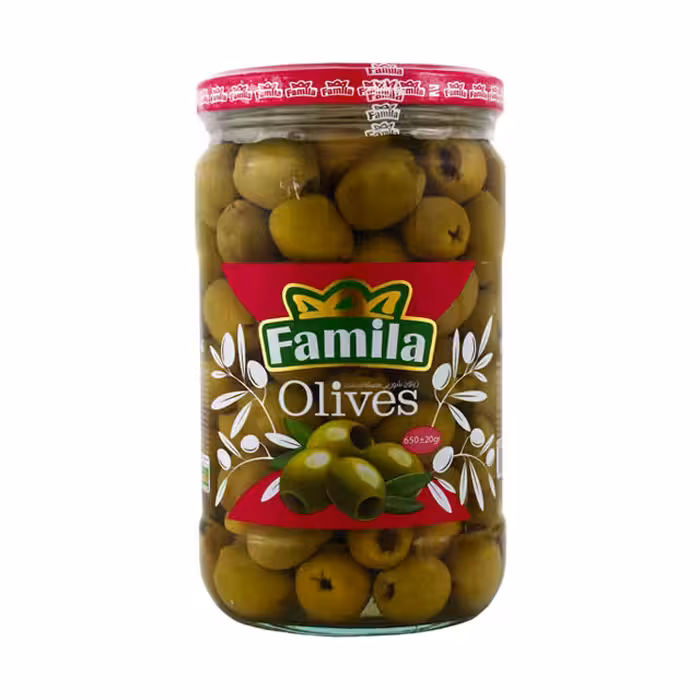 زیتون درشت بدون هسته فامیلا 650 گرمی