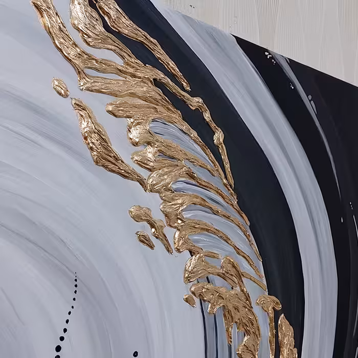 تابلو نقاشی ورق طلا طرح موج دکوراتیو برجسته کد 400