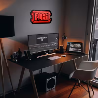 چراغ دیواری نئون دیزاین طرح Pubg-Logo-BL_RD