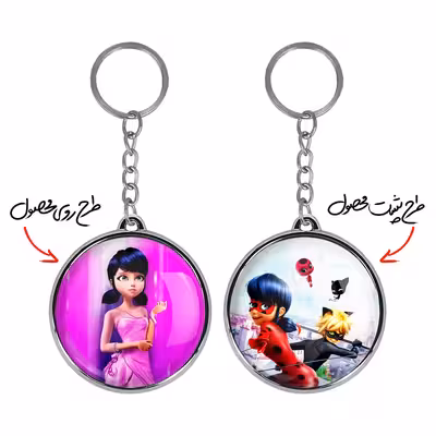 جاکلیدی خندالو طرح دختر کفشدوزکی و پسر گربه ای مدل دوطرفه کد 35013502