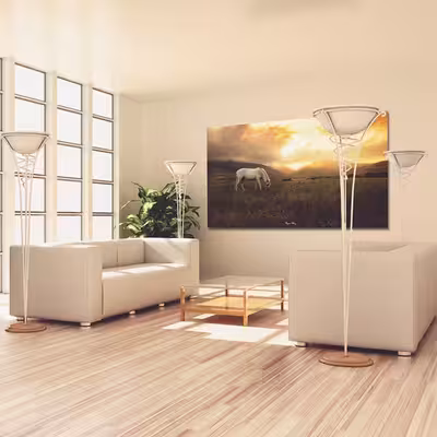 تابلو شاسی مدل منظره غروب و اسب تنها کد 015