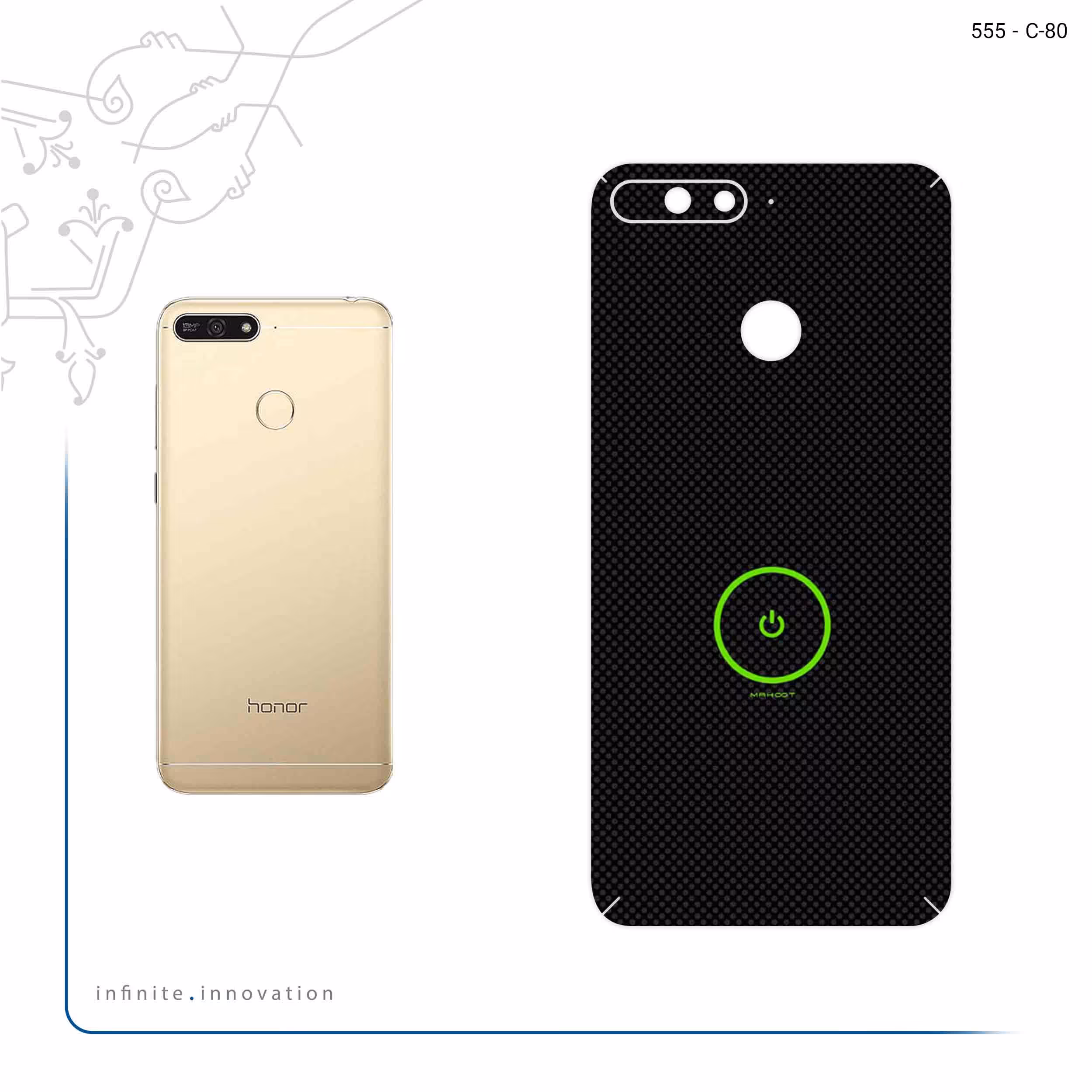 برچسب پوششی ماهوت مدل Minimal Power Button مناسب برای گوشی موبایل آنر 7A