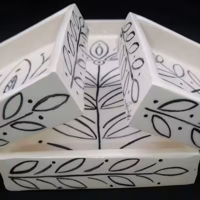 شیرینی خوری سرامیکی هیوا طرح میخک کد 10919380 مجموعه 3 عددی