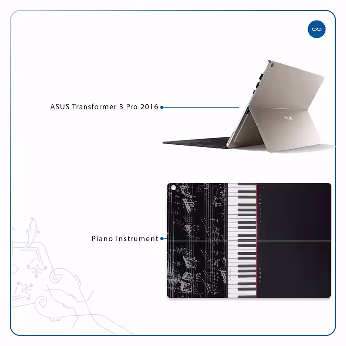 برچسب پوششی ماهوت مدل Piano-Instrument مناسب برای تبلت ایسوس Transformer 3 Pro 2016