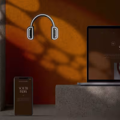 چراغ دیواری نئون دیزاین طرح Headphone-BL_WHT