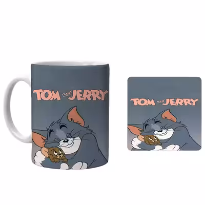 ماگ مدل تام و جری xe5 به همراه زیرلیوانی