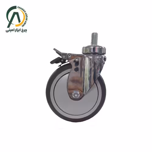 چرخ پلی آمید S147 پیچی گردان ترمزدار قطر 50 میلی متر