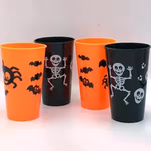 لیوان هالووین نارنجی و مشکی بلند