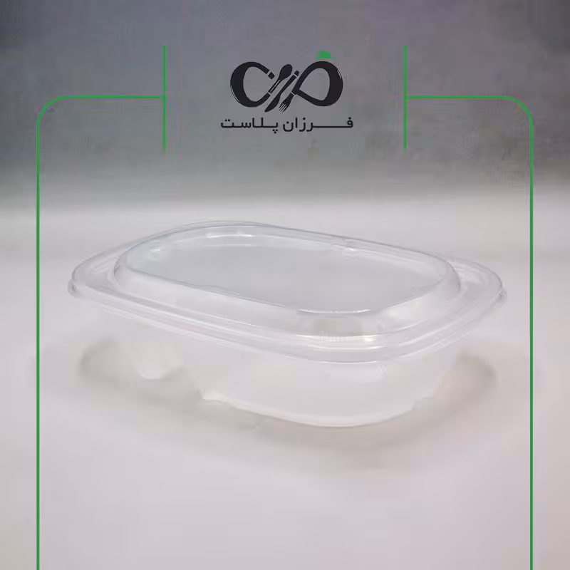 ظرف یکبار مصرف پلی پرو مدل دوخانه 900 سی‌سی طب پلاستیک شفاف (150عددی)