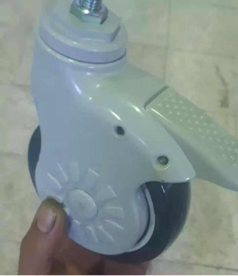 چرخ بیمارستانی خورشیدی تمام پلاستیک سایز 125 پیچی ترمزدار وارداتی