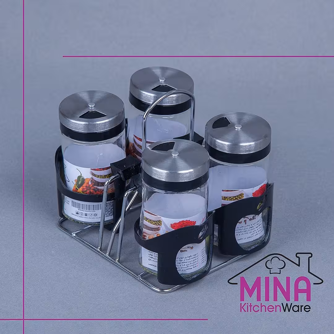 ادویه 4 رومیزی رونیکا ساده مشکی کد 308 مینا کیچن ویر