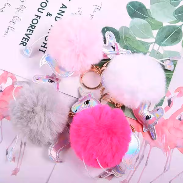 جاسوئیچی و آویز خزدار یونیکورن هولوگرامی Unicorn Hologram keychain