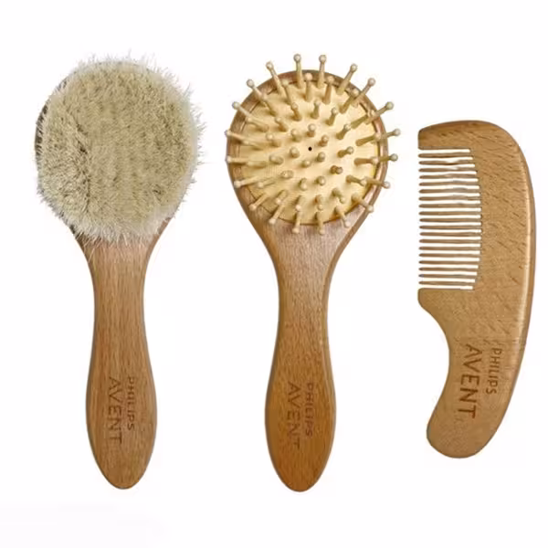 ست شانه و برس چوبی کودک سه‌ تکه گرد فیلیپس اونت