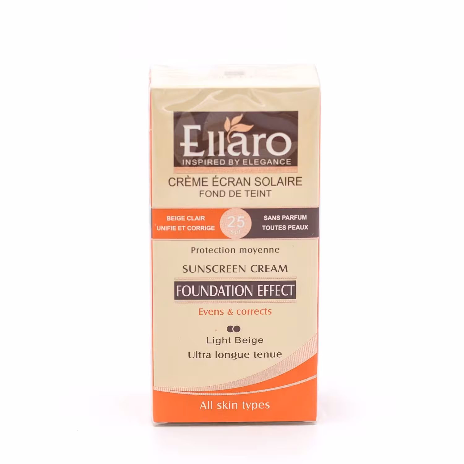 کرم ضد آفتاب SPF 25 الارو بژ روشن مناسب انواع پوست (40 میل)