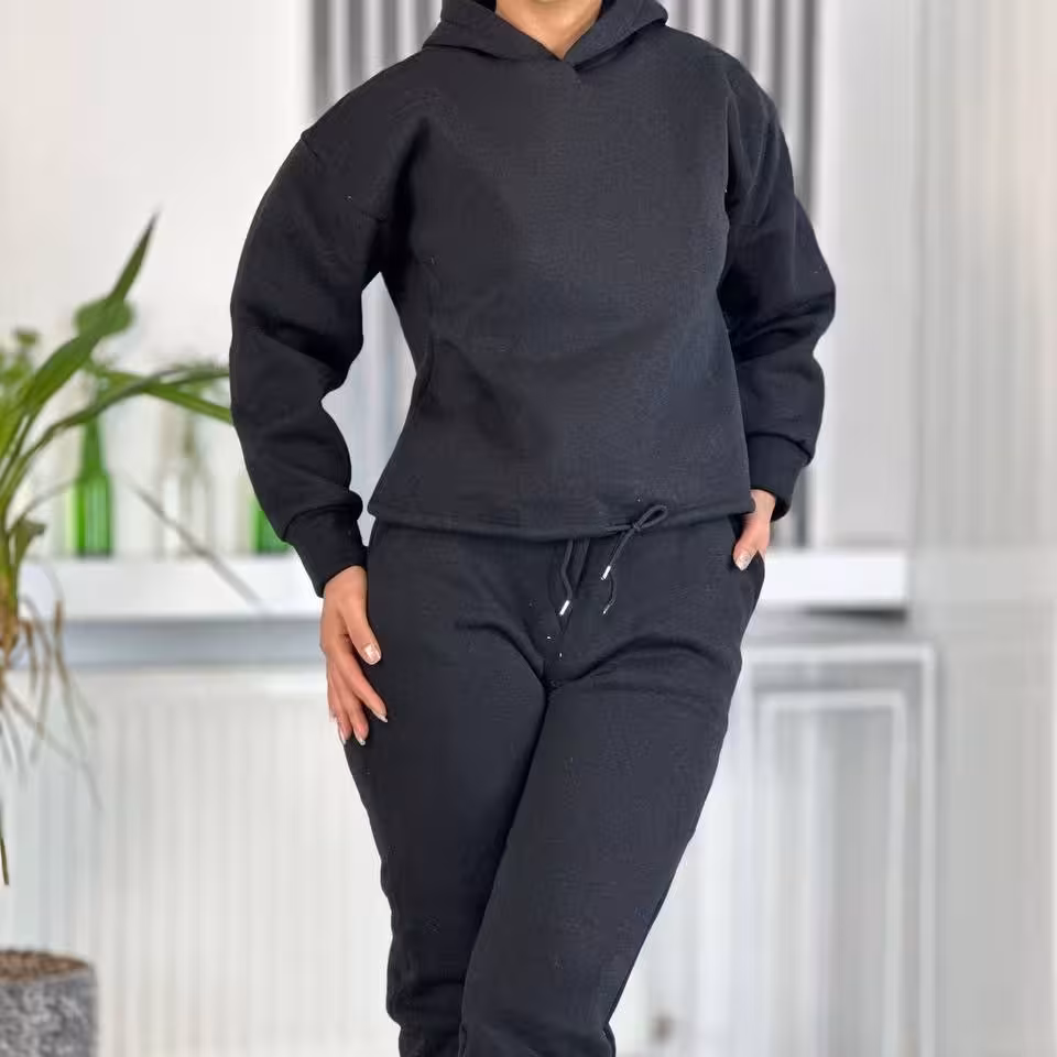 ست هودی شلوار جنس دورس سه نخ داخل کرکی فری سایز 36 تا 46 