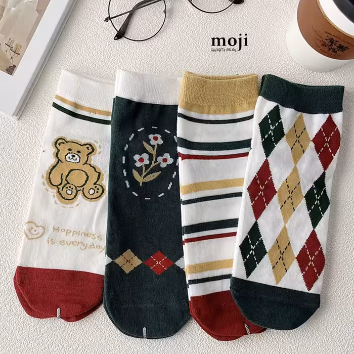 پک چهار جفتی جوراب نیم ساق طرح اسکاچ