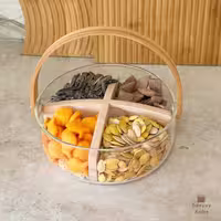 کاسه پیرکس با دسته چوبی