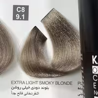 رنگ بلوند دودی خیلی روشن C8    9.1،رنگ مو کاترومر بدون آمونیاک  و یک عدد اکسیدان 150 میلی لیتر | amazonchi