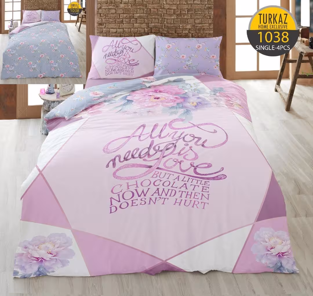 سرویس لحاف روتختی 1 نفره چاپی تنسل برند ترکاز(Turkaz) کد 1038