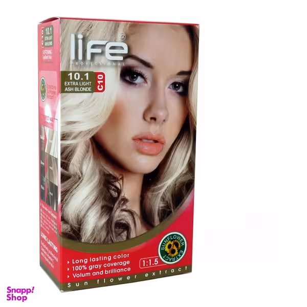 کیت رنگ مو لایف شماره 10.1 رنگ بلوند خاکستری فوق العاده روشن