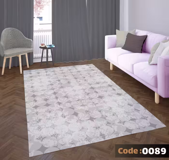 کاورفرش روفرشی دورکشدار گوشه لیفه ای طوسی کرم کد 0089