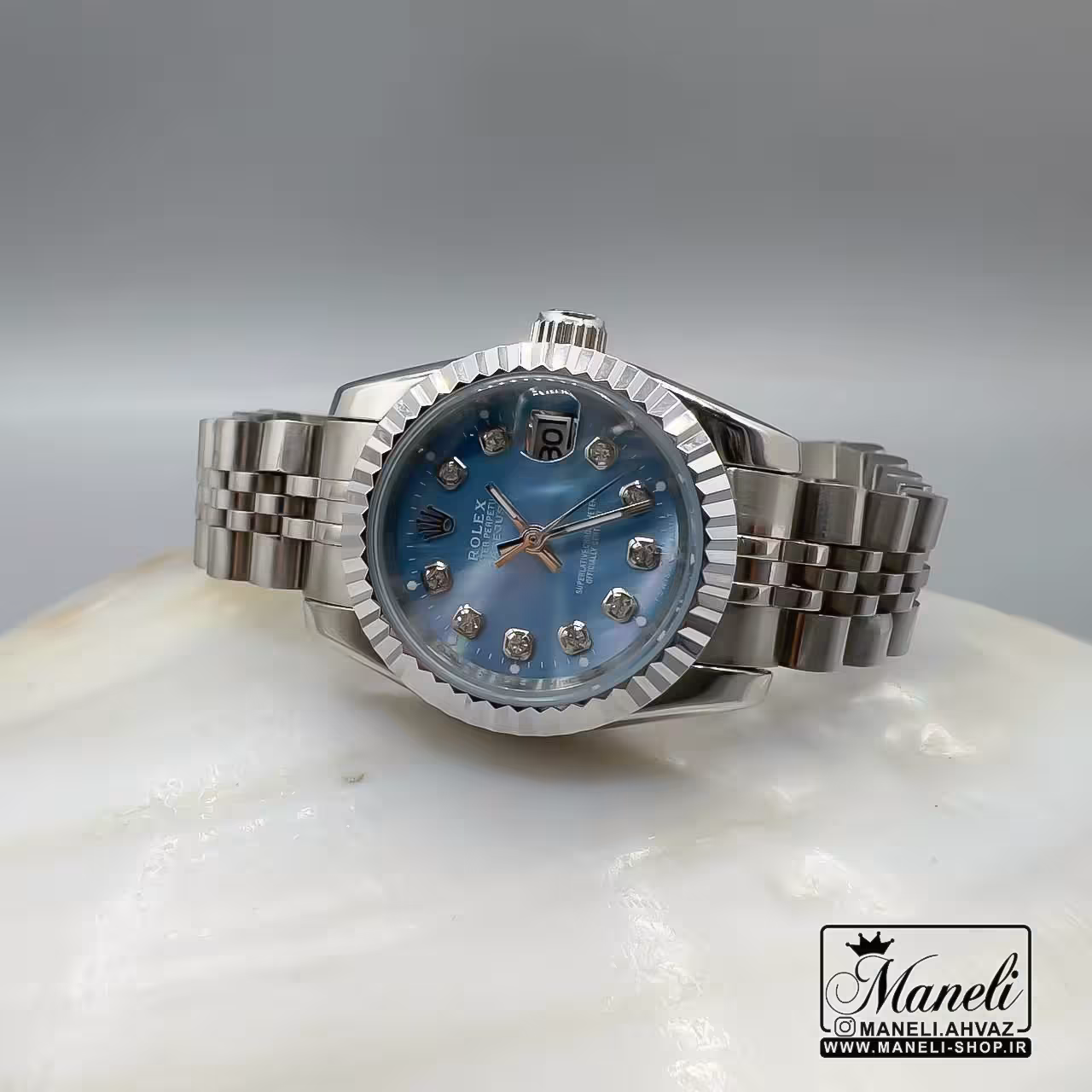 ساعت رولکس نقره ای صفحه آبی موتور ژاپن|14040696