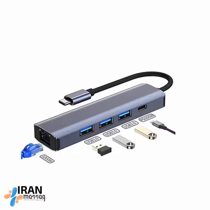 هاب 5 پورت Type-c مدل BYL-2302 با طراحی سبک و کوچک