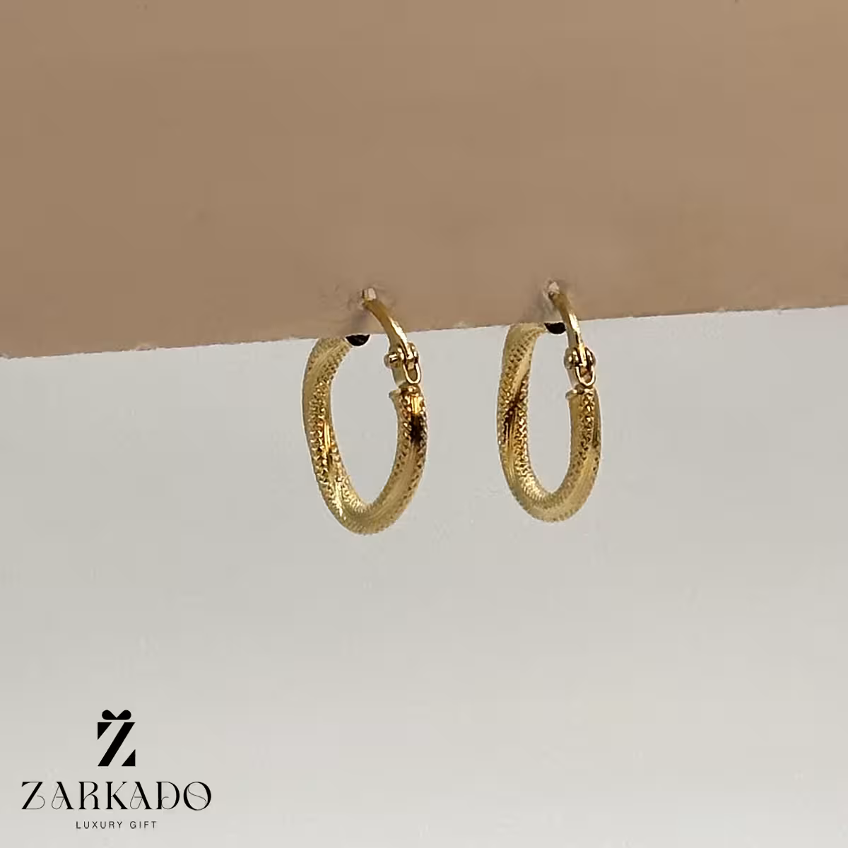 گوشواره حلقه ای طلا سوسماری مدل پیچ کد E17448