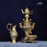 سرویس سماور برنجی قلمزنی 3 لیتری دکوری