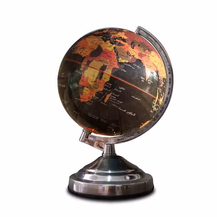 کره جغرافیایی سایز20 پایه کلاسیک چراغ دار مشکی فارسی ایده