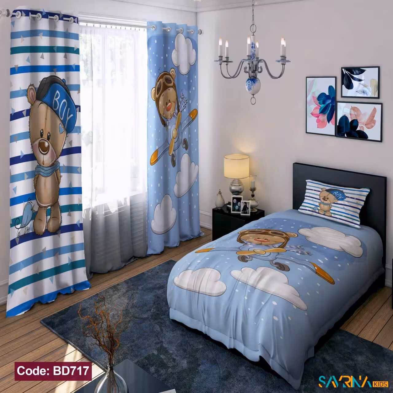 ست اتاق خواب پسرانه طرح تدی خلبان کد BD717