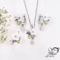 نیمست مجلسی نقره طرح گل با نگین رنگی عیار925 کد 18533